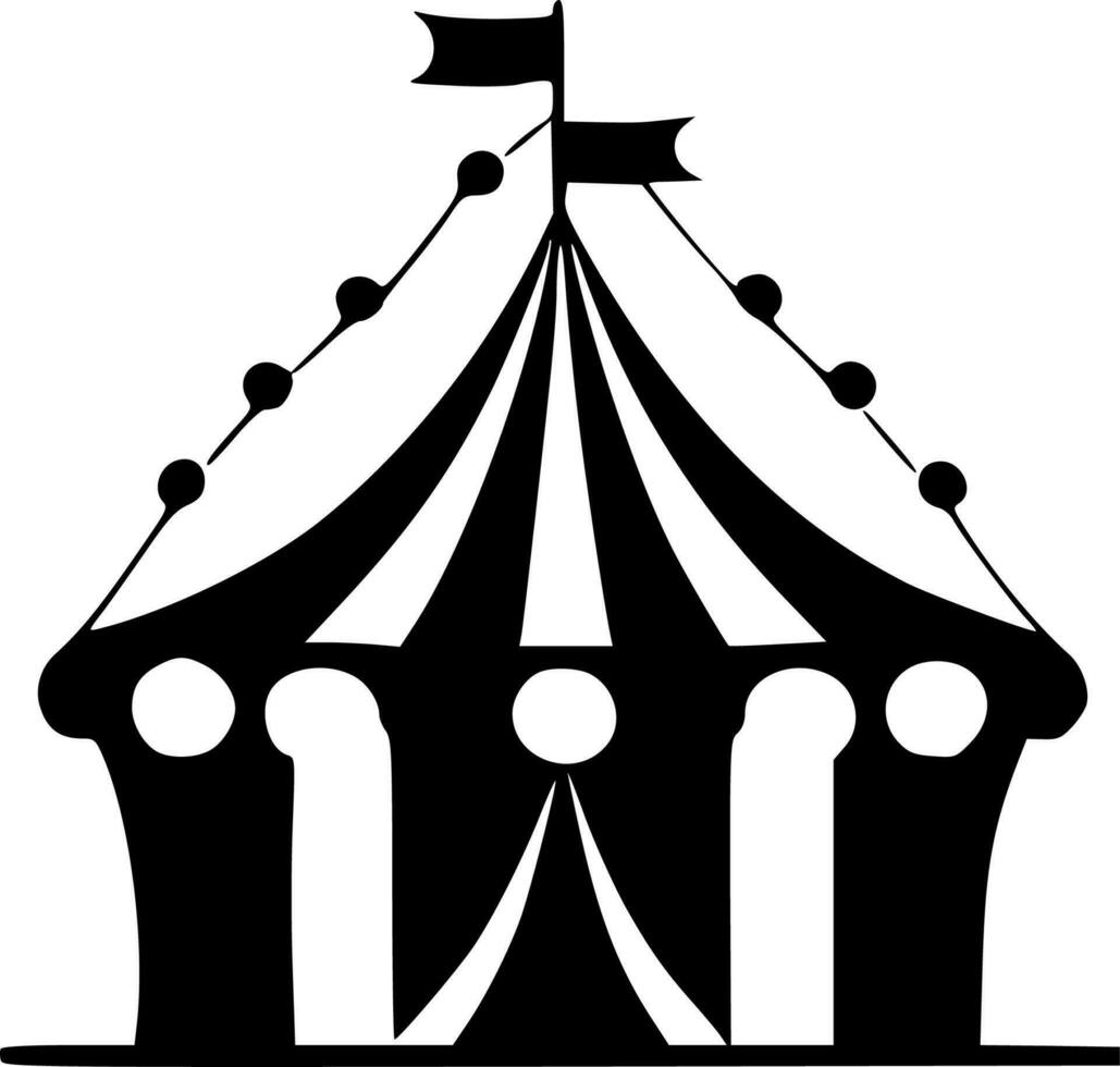 circus - zwart en wit geïsoleerd icoon - vector illustratie