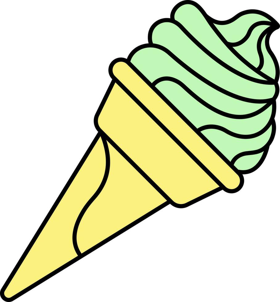 groen en geel illustratie van ijs room ijshoorntje icoon. vector