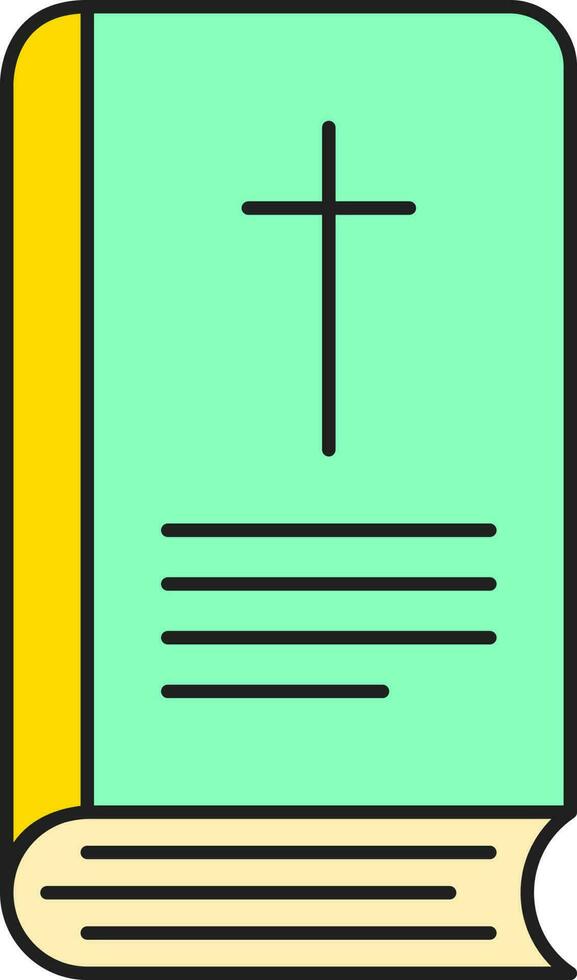 Bijbel boek icoon in groen en geel kleur. vector