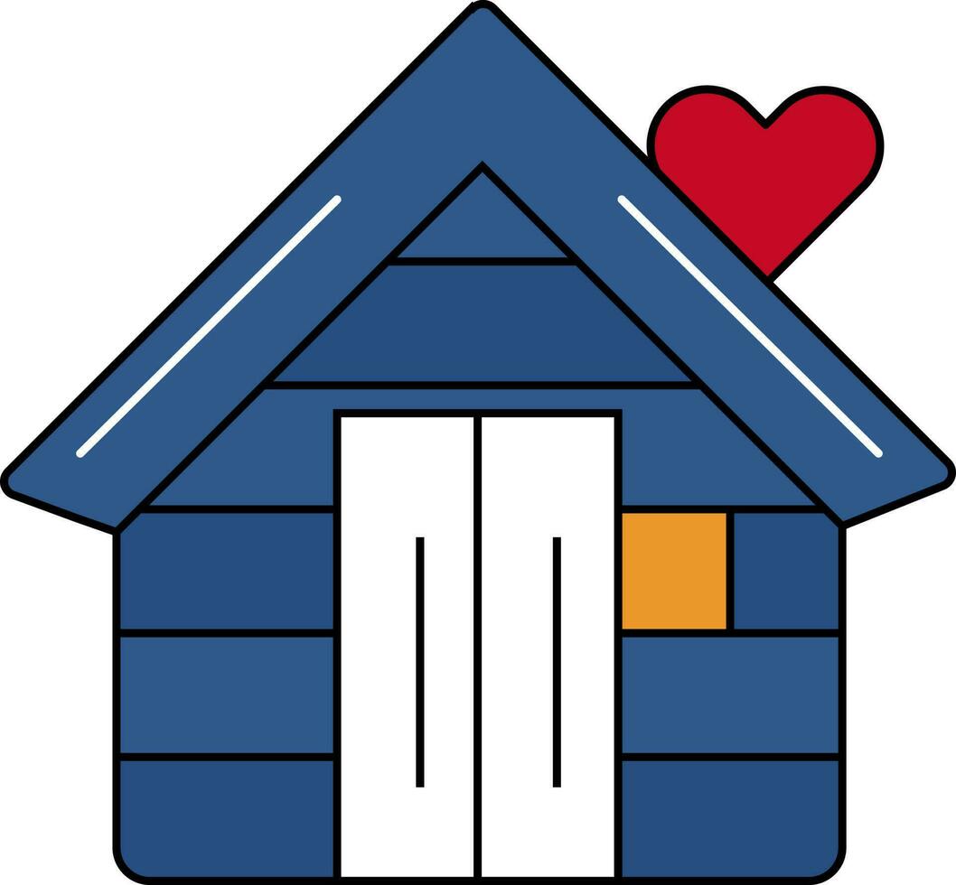 blauw en rood liefdadigheid huis icoon of symbool. vector