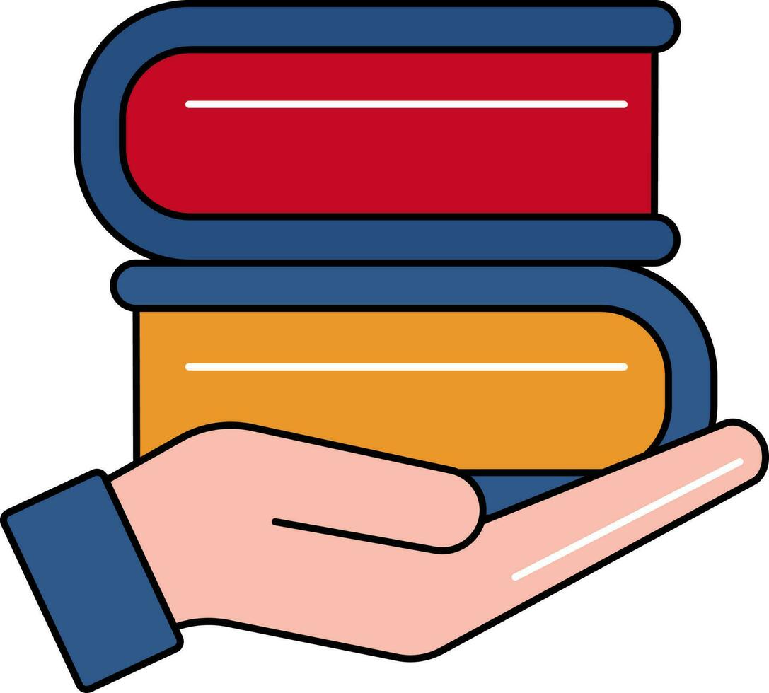 kleurrijk illustratie van hand- Holding boeken icoon . vector