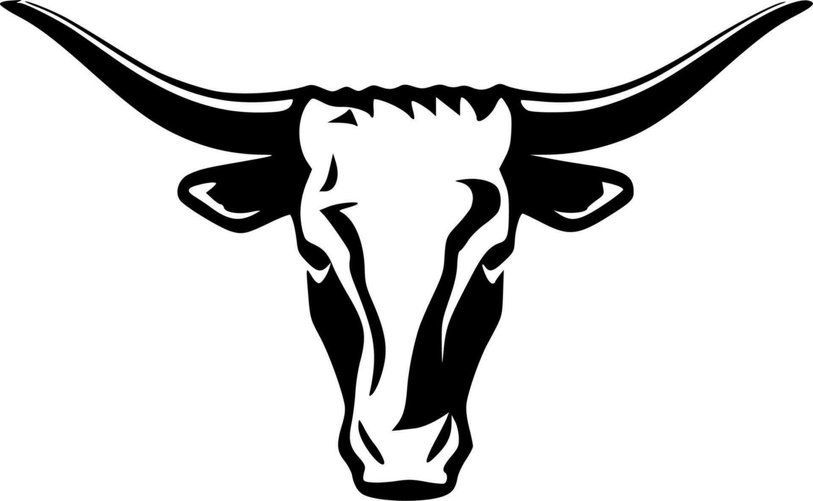 Texas Longhorn hoofd, minimalistische en gemakkelijk silhouet - vector illustratie