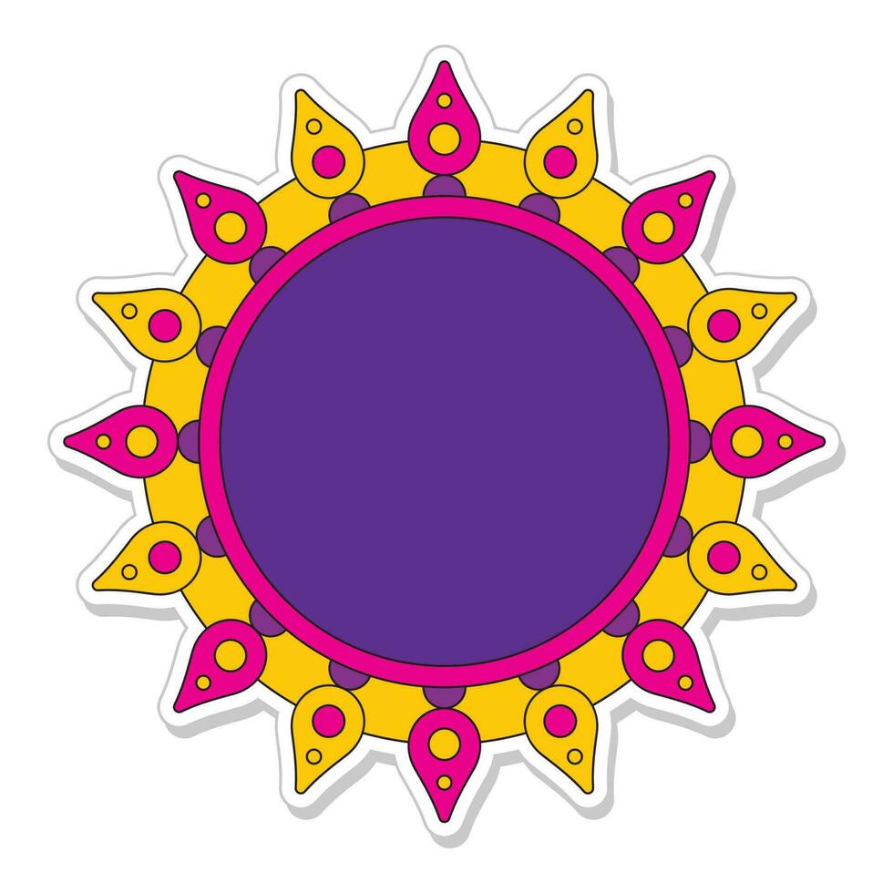 sticker stijl leeg mandala kader Aan wit achtergrond. vector