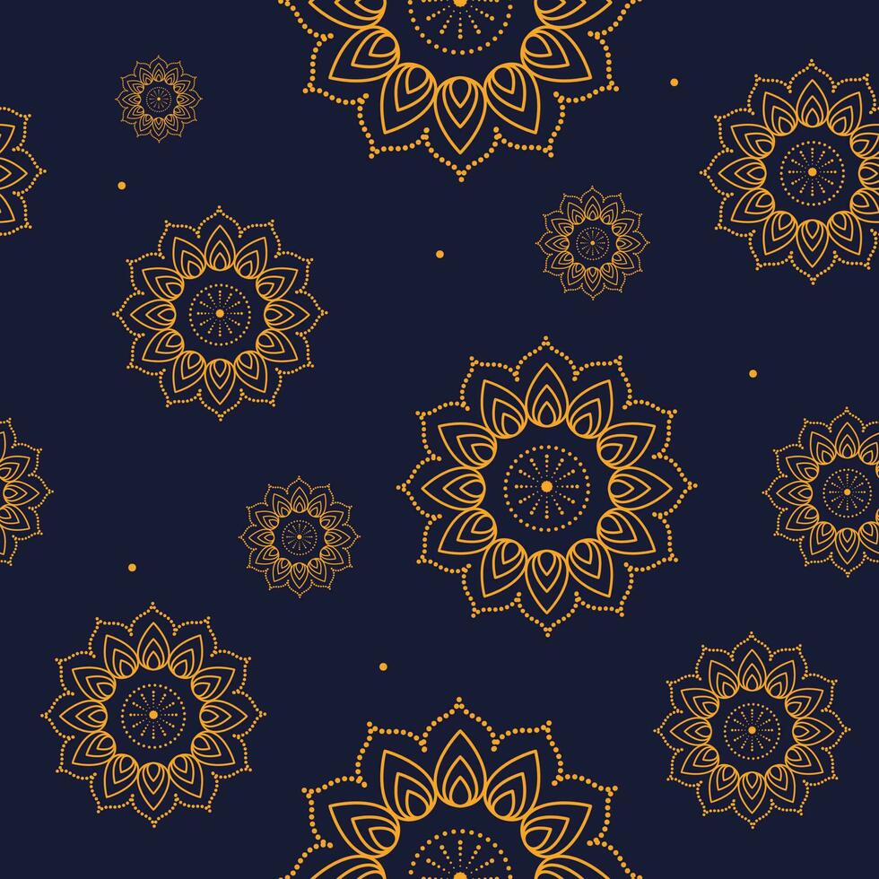 naadloos mandala of bloemen patroon achtergrond in geel en blauw kleur. vector