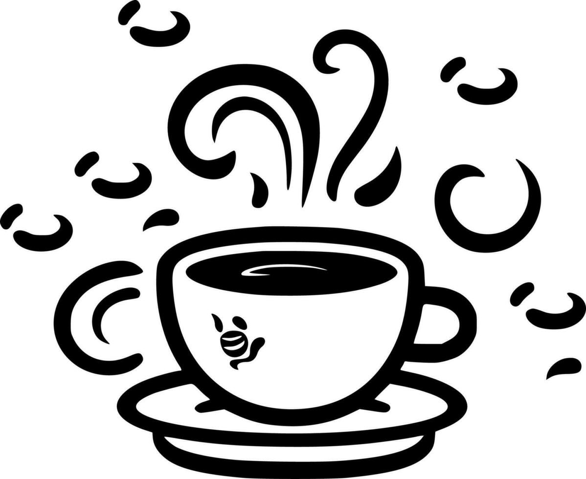 koffie - zwart en wit geïsoleerd icoon - vector illustratie