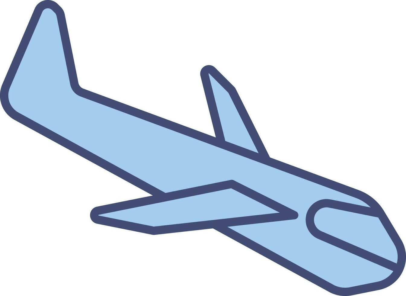 vlak stijl vliegtuig landen icoon in blauw kleur. vector