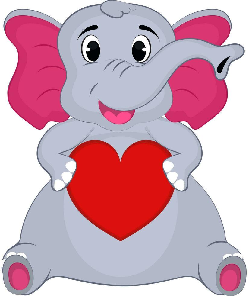 geïsoleerd schattig olifant Holding hart over- wit achtergrond. vector