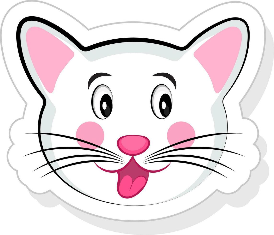 roze en wit schattig kat gezicht in sticker stijl. vector