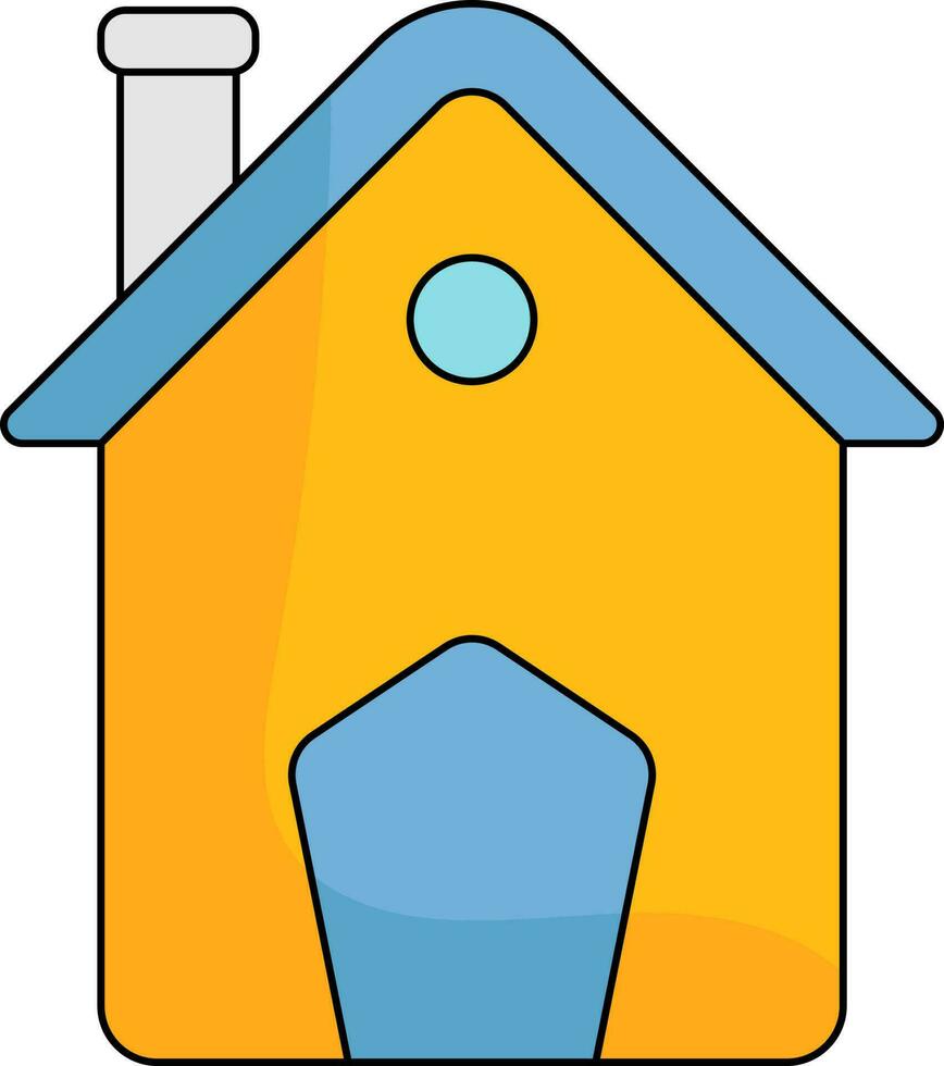 geel en blauw hut of huis vlak icoon. vector