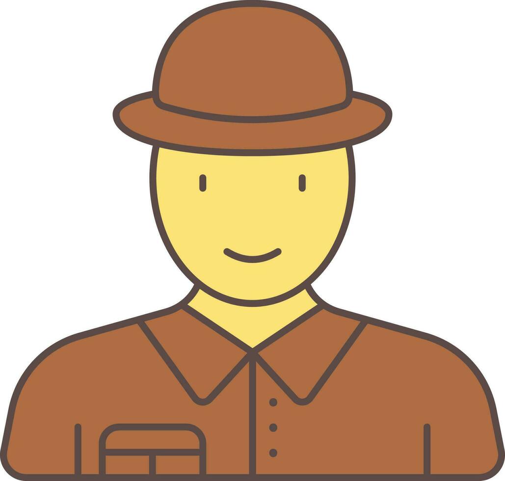archeoloog Mens icoon in bruin en geel kleur. vector