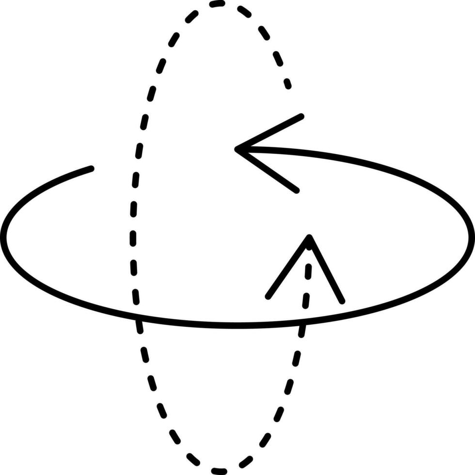 overlappende cirkel draaien met stippel lijn pijl icoon in zwart kleur. vector