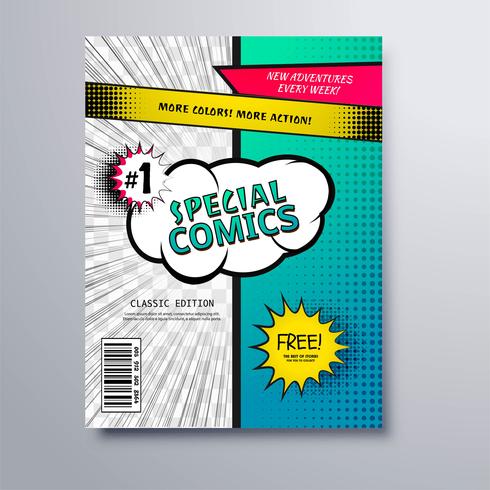 Speciale stripboek cover sjabloonontwerp vector