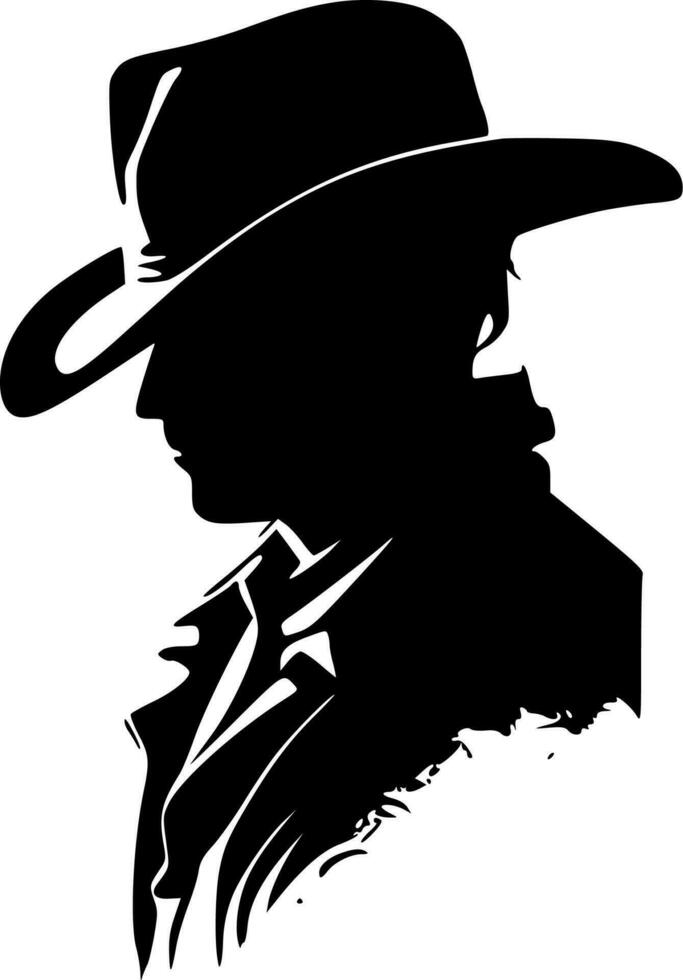 cowboy - zwart en wit geïsoleerd icoon - vector illustratie