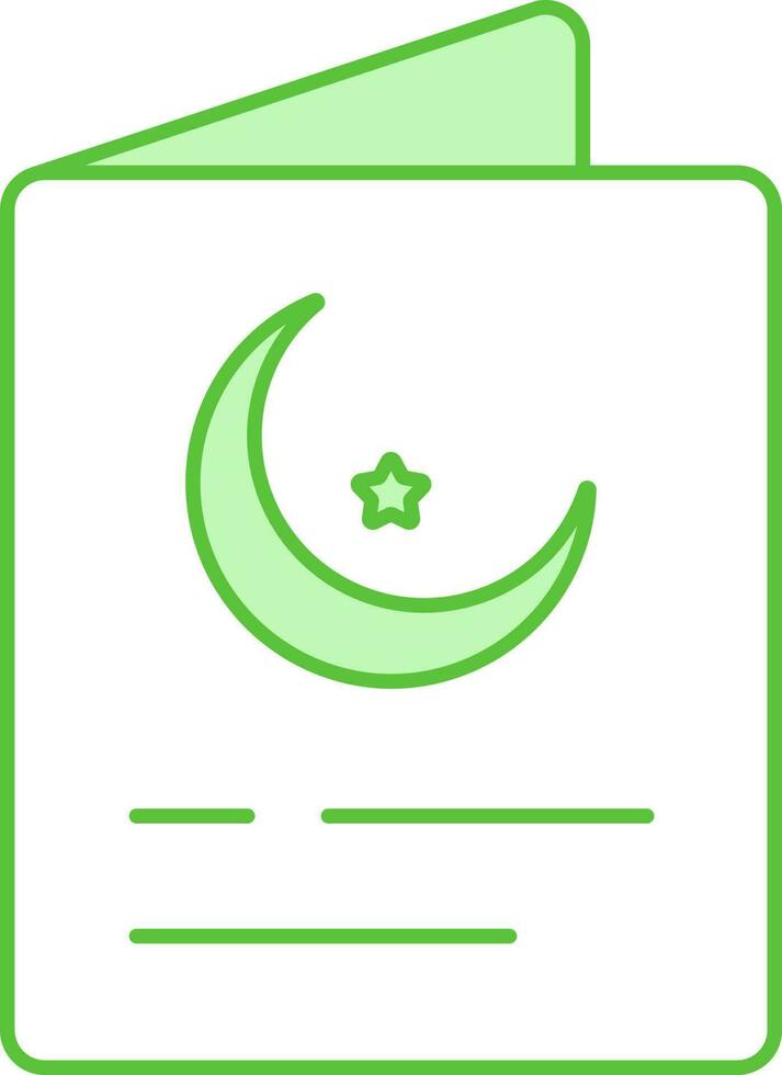 halve maan maan met ster kaart icoon in groen en wit kleur. vector