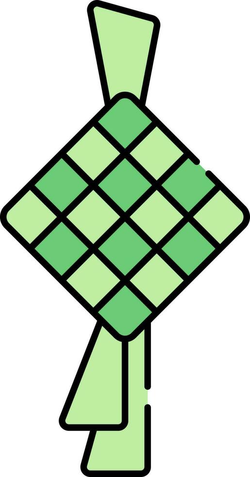 groen ketupat hangen icoon in vlak stijl. vector