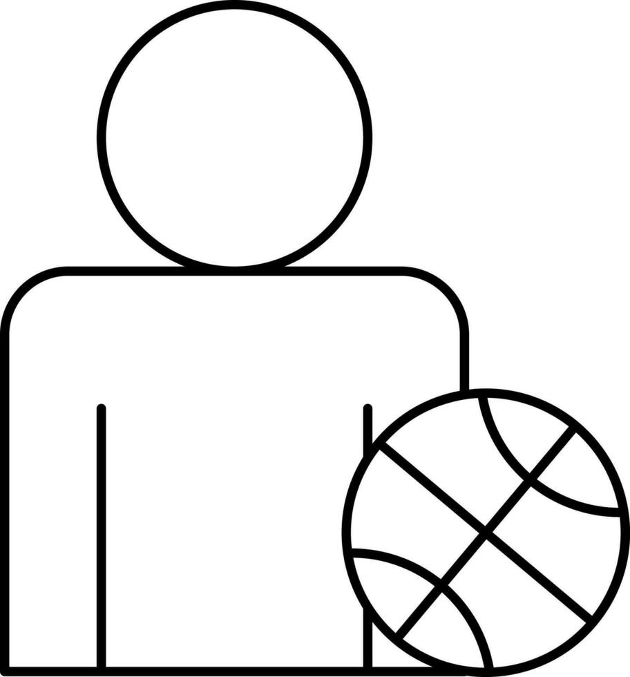 zwart lineal illustratie van basketbal speler tekenfilm icoon. vector