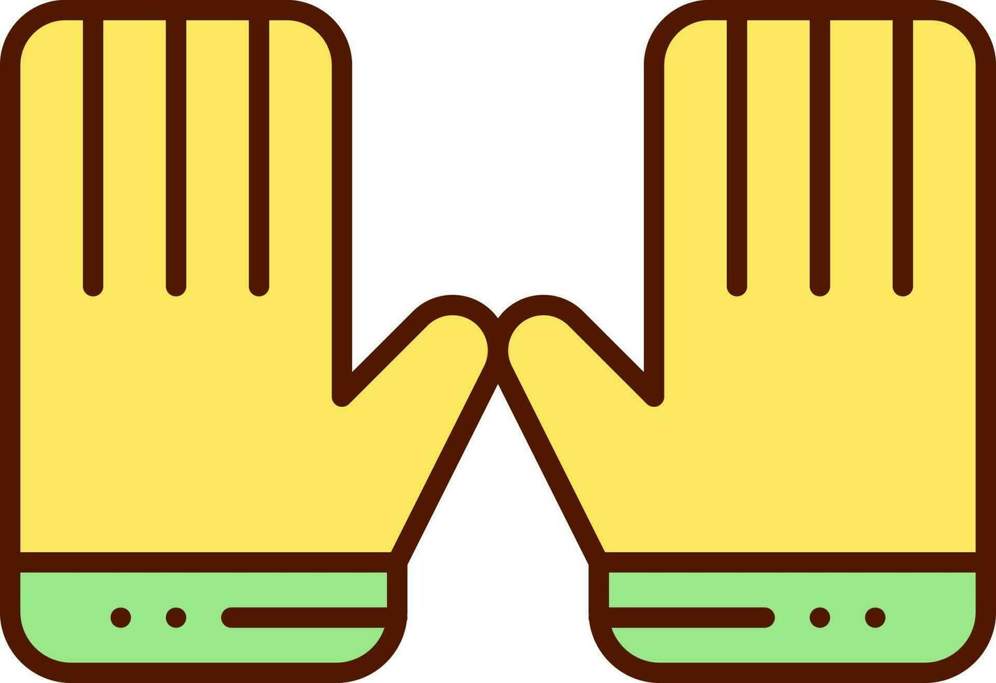 groen en geel illustratie van handschoenen vlak icoon. vector