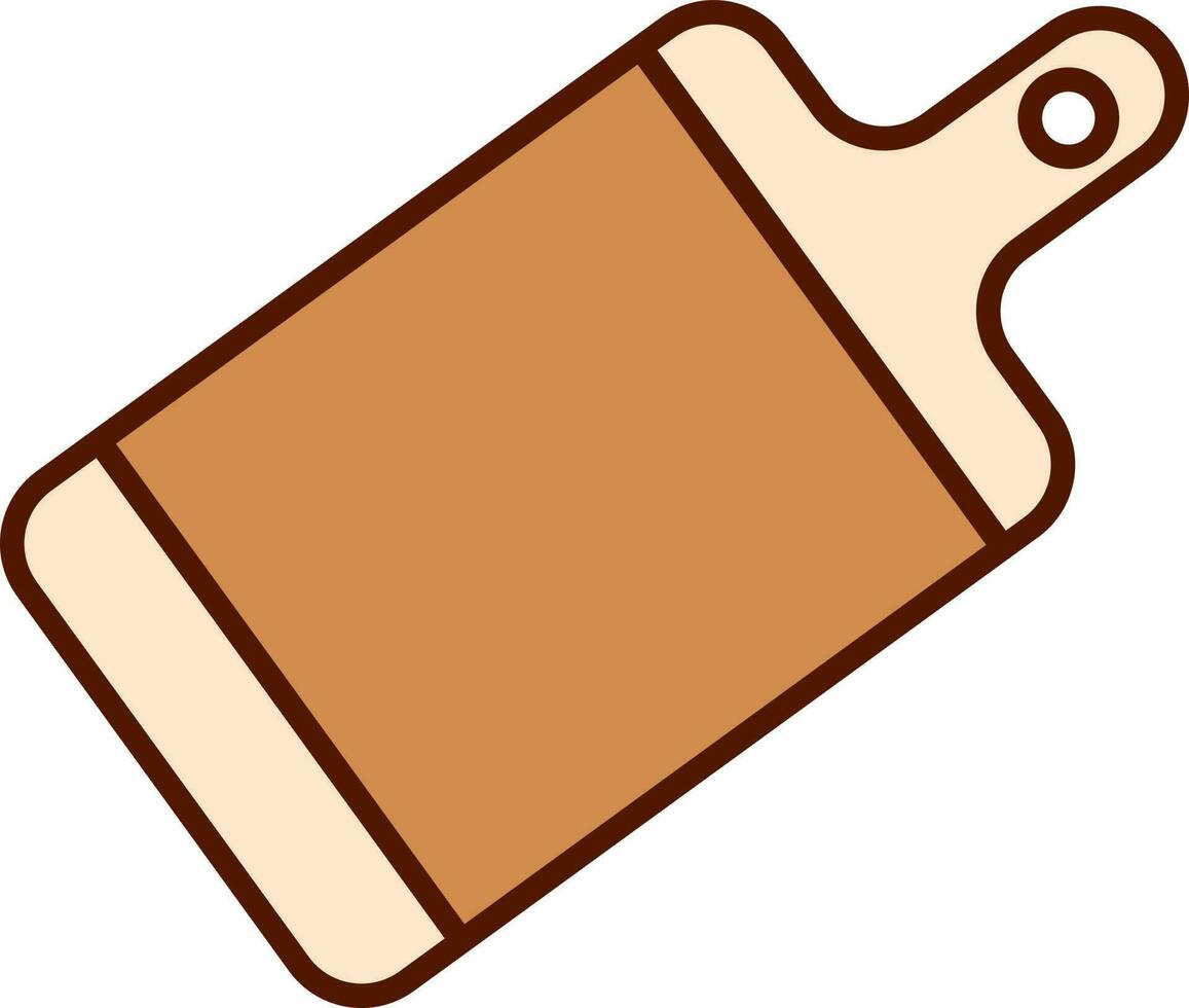snijdend bord icoon in perzik en bruin kleur. vector