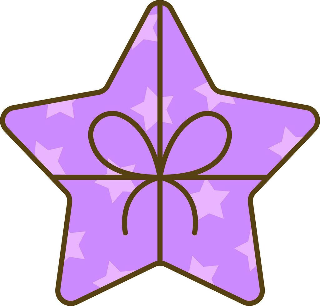 geïsoleerd ster vorm geschenk doos element in Purper en bruin kleur. vector