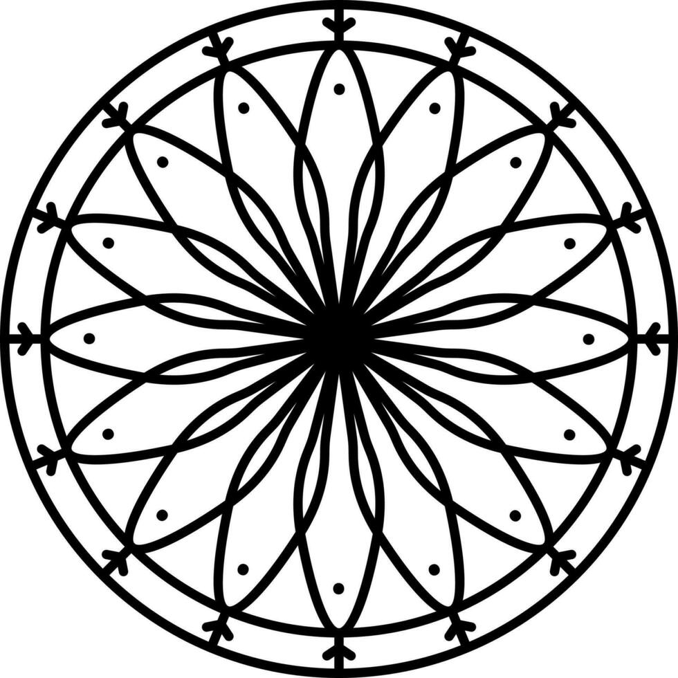 meetkundig mandala icoon in zwart lijn kunst. vector