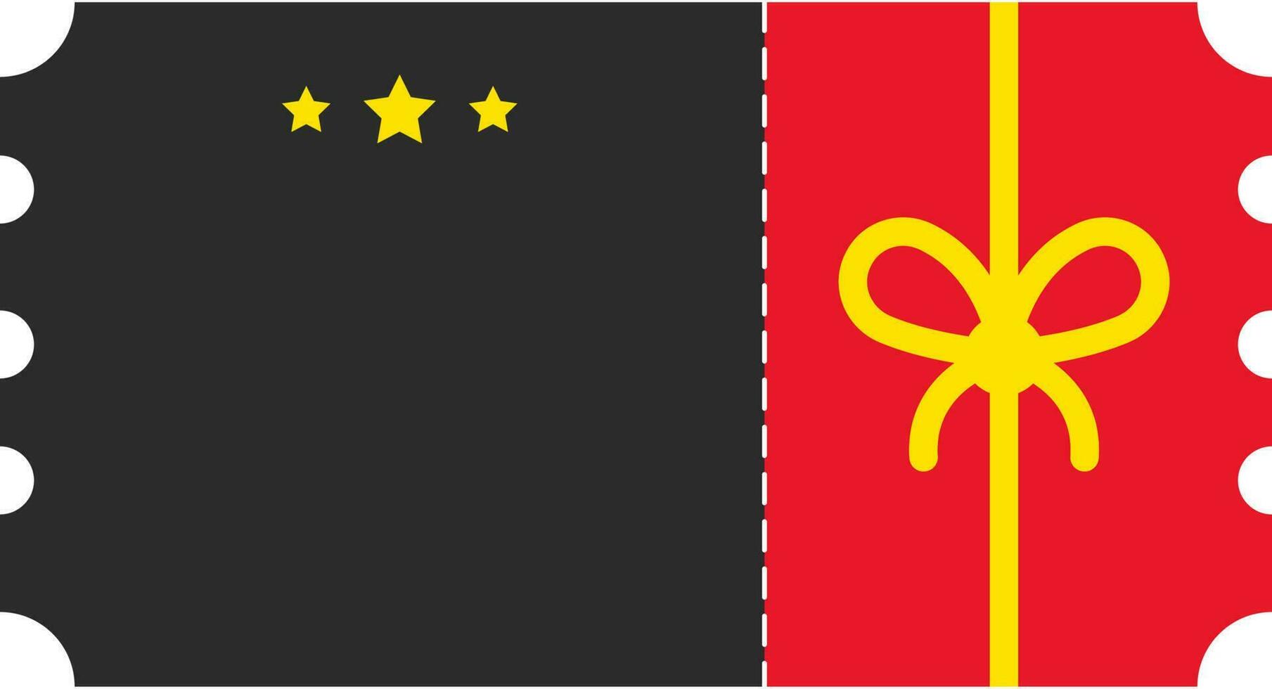 drie ster met kopiëren ruimte ticket icoon in zwart en rood kleur. vector