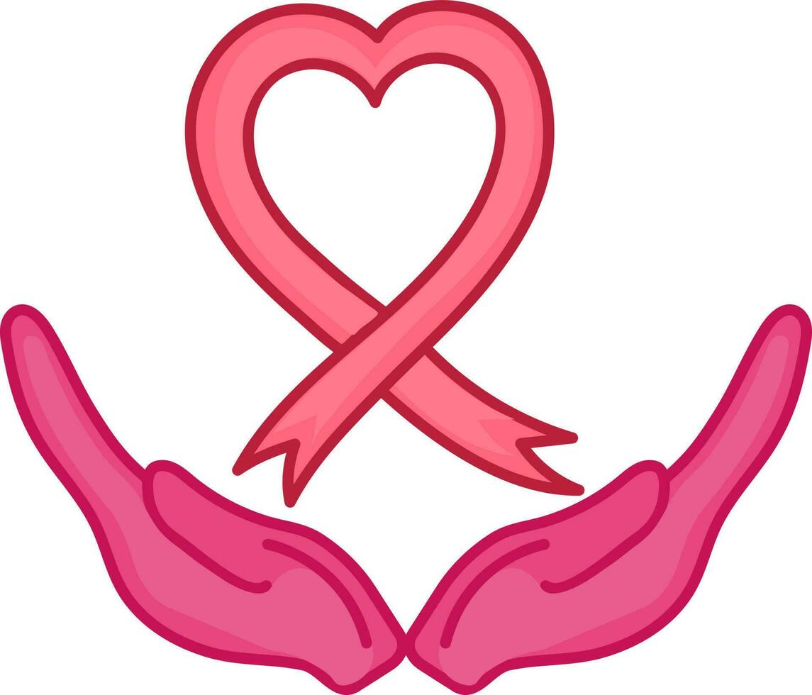 hart vorm lint Aan hand- roze icoon. vector