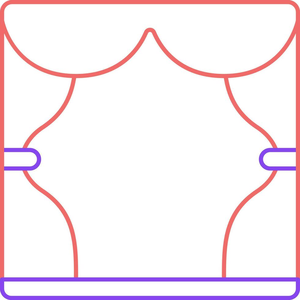 rood lijn kunst illustratie van Open gordijn tonen stadium icoon. vector