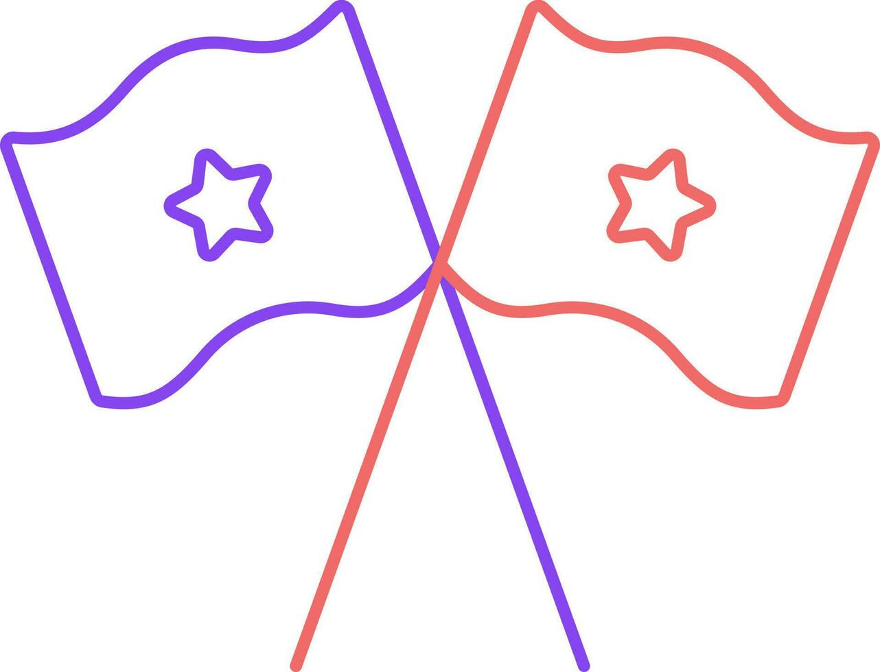 rood en blauw ster vlag kruis icoon in dun lijn kunst. vector