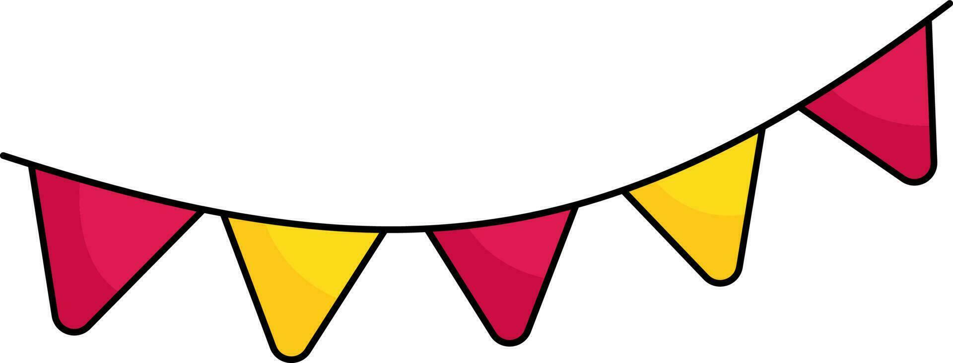driehoek vorm draad vlag icoon in rood en geel kleur. vector