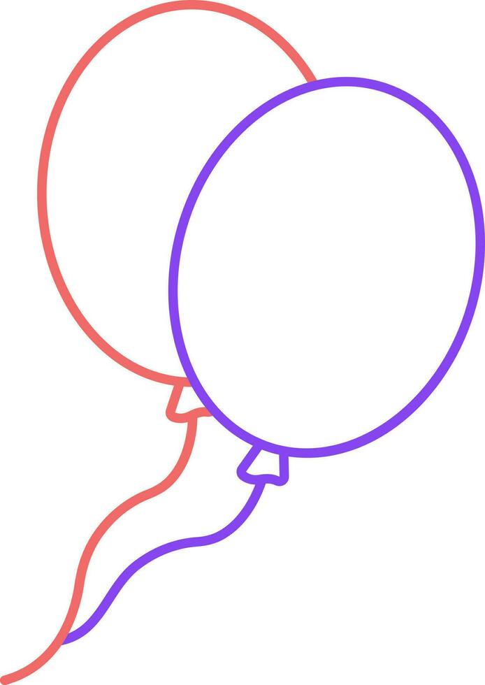 rood en Purper ballonnen vlieg icoon in schets. vector