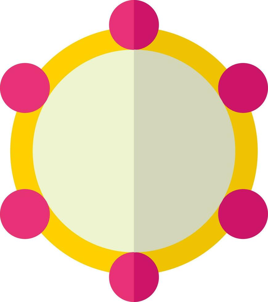 vlak stijl tamboerijn icoon in roze en geel kleur. vector