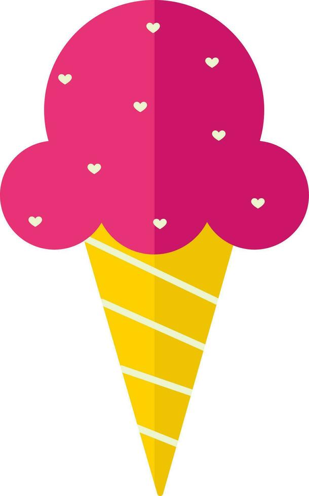 hart hagelslag ijs room ijshoorntje icoon in roze en geel kleur. vector