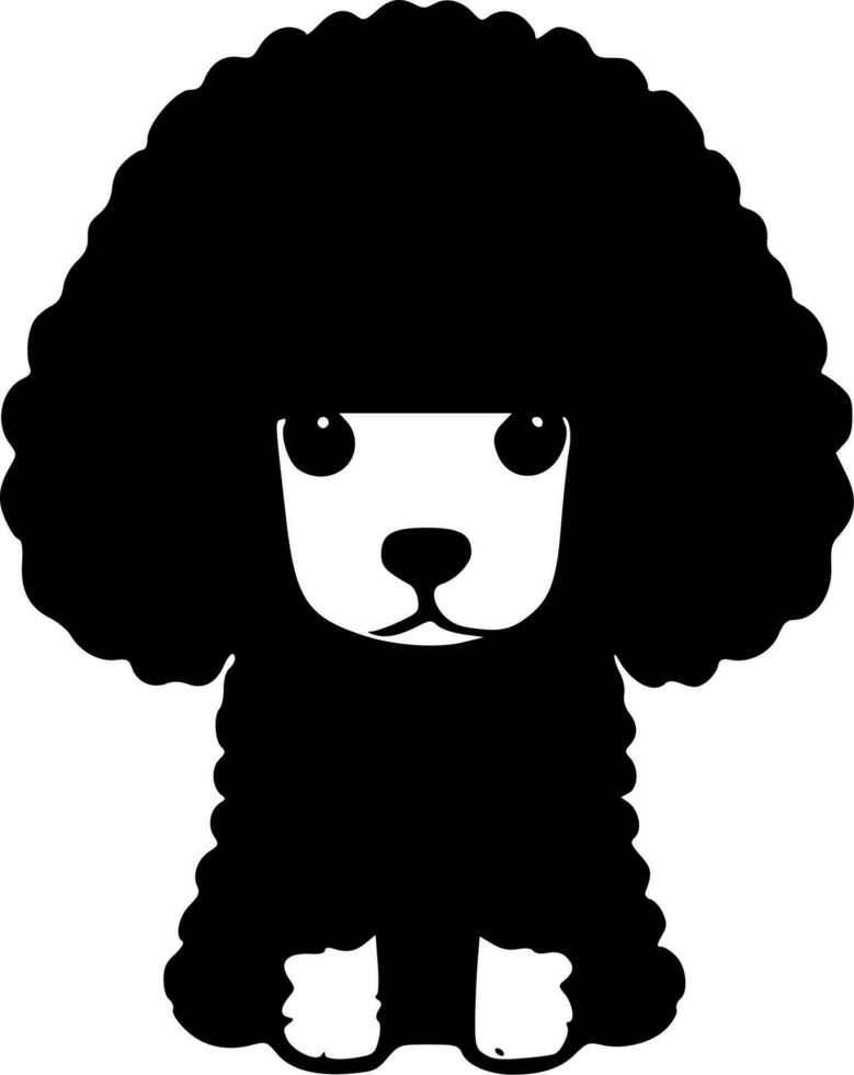 poedel - zwart en wit geïsoleerd icoon - vector illustratie