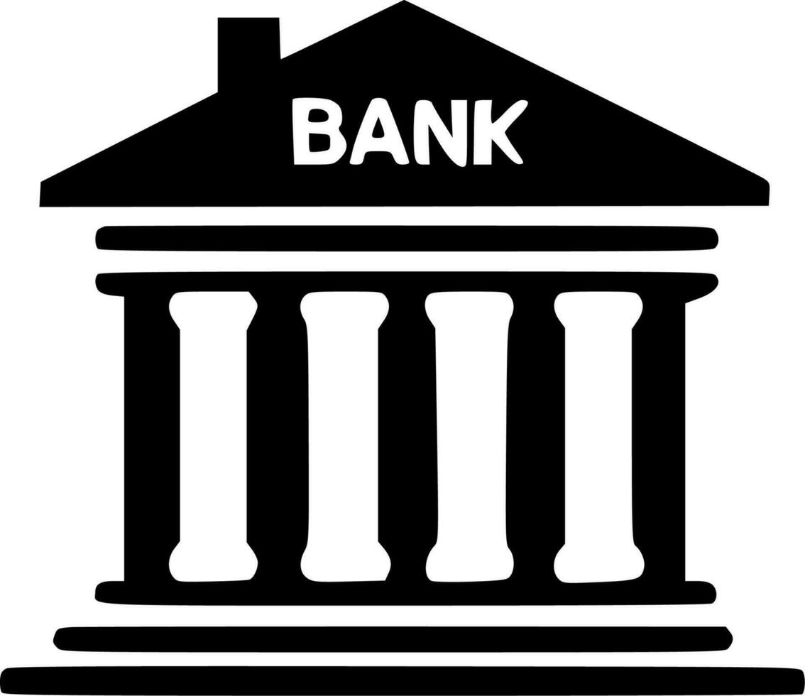 bank - zwart en wit geïsoleerd icoon - vector illustratie