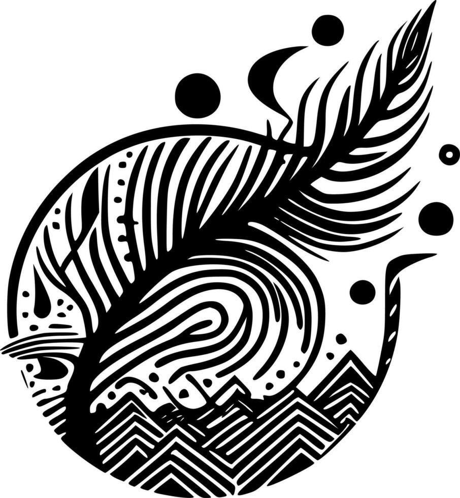 zentangle - zwart en wit geïsoleerd icoon - vector illustratie