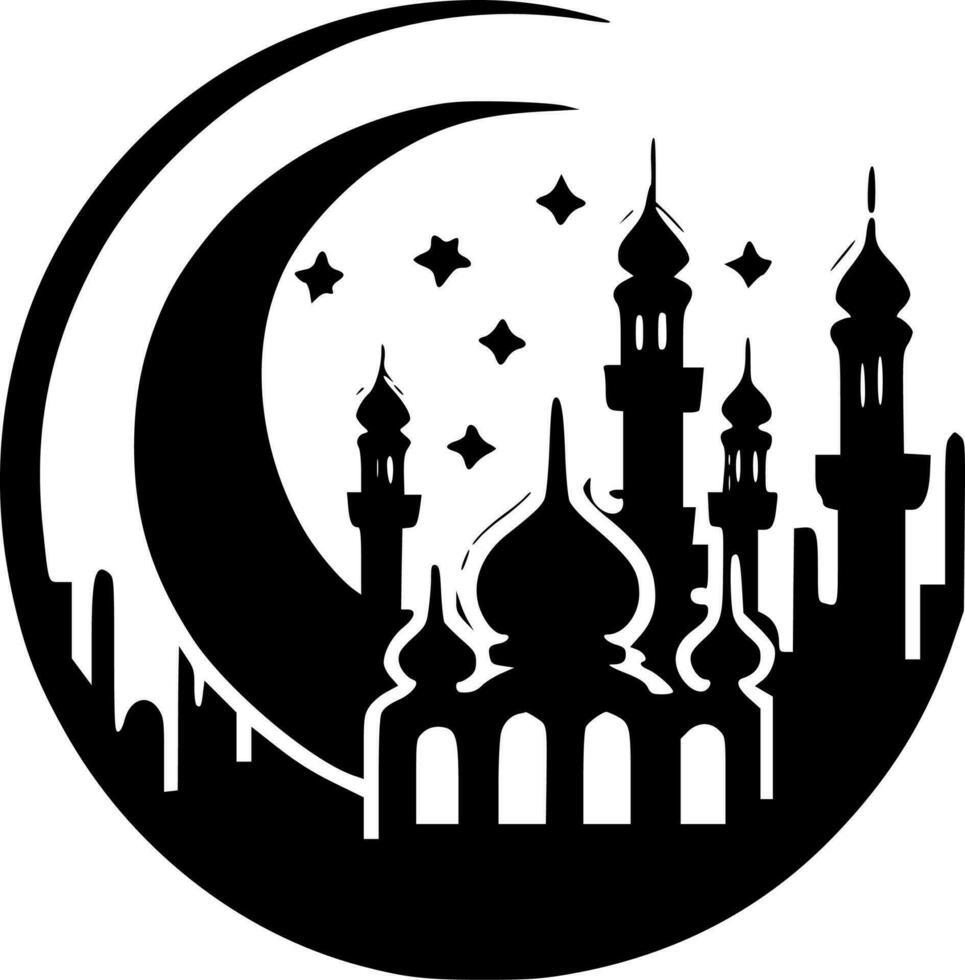 Ramadan, zwart en wit vector illustratie