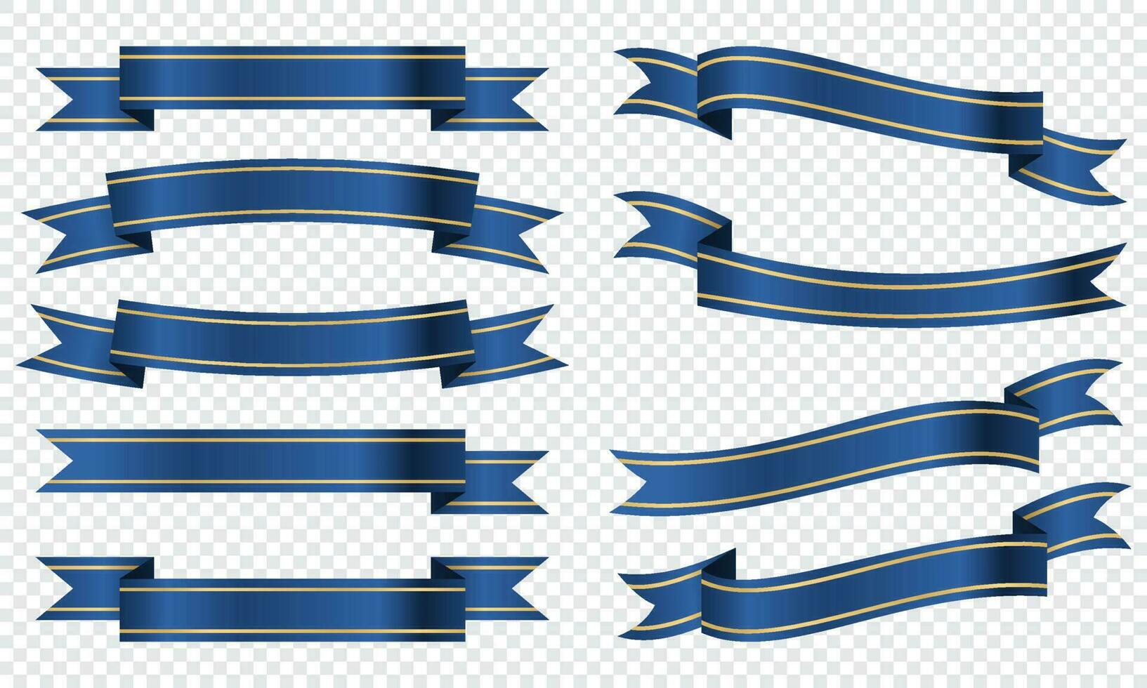 zijde blauw linten en etiketten verzameling. satijn blanco banners verzameling. linten verzameling. banier symbool set. vector illustratie