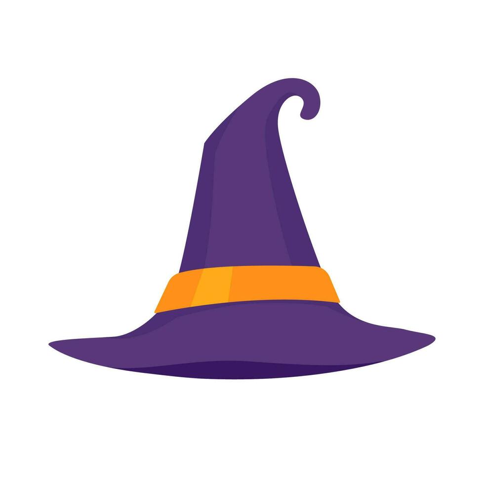 heks hoed. magie hoed. de kostuum siert de weinig tovenaars hoofd Bij een halloween feest. vector