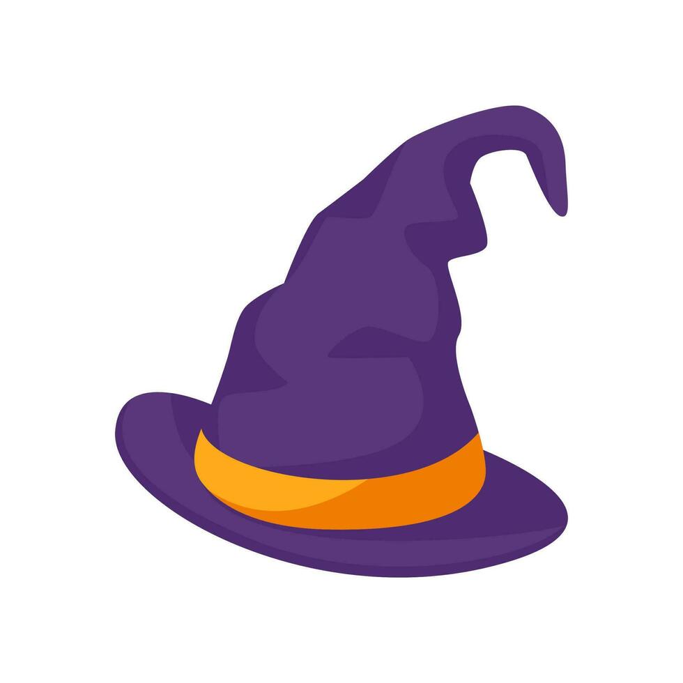 heks hoed. magie hoed. de kostuum siert de weinig tovenaars hoofd Bij een halloween feest. vector