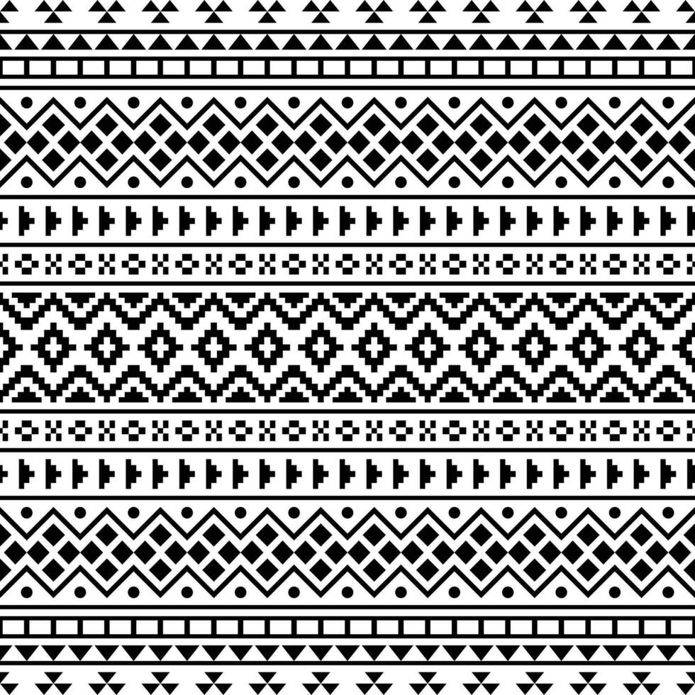 meetkundig ornament ontwerp met naadloos etnisch patroon. tribal aztec Navajo stijl. zwart en wit kleuren. ontwerp voor textiel, kleding stof, kleding, gordijn, tapijt, batik, ornament, achtergrond, inpakken. vector