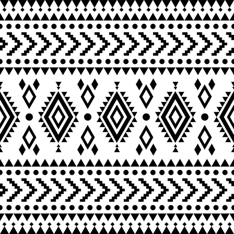 etnisch abstract meetkundig vector illustratie. tribal Navajo naadloos patroon. zwart en wit kleuren. ontwerp voor textiel Sjablonen, kleding stof, kleding, gordijn, tapijt, ornament, achtergrond, inpakken.