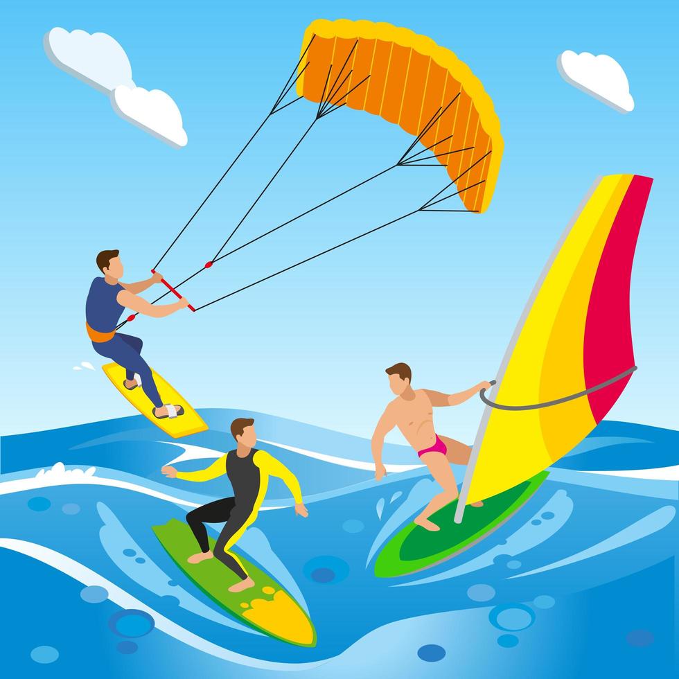 open zee surfen samenstelling vectorillustratie vector