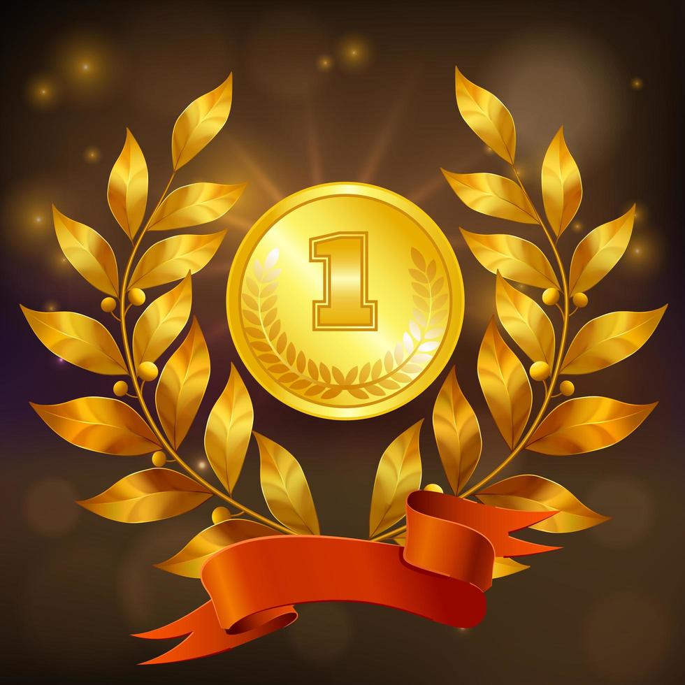 gouden medaille realistische samenstelling vectorillustratie vector