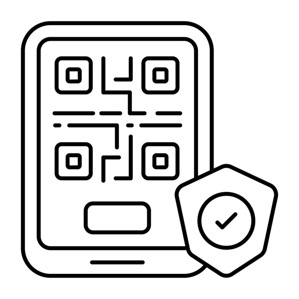 conceptuele lineair ontwerp icoon van mobiel veiligheid vector