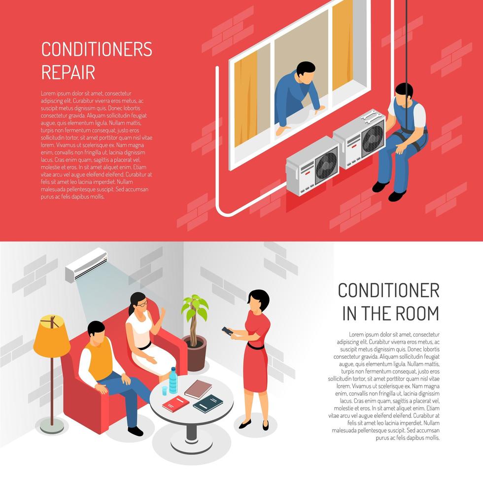 conditioners horizontale banners instellen vectorillustratie vector