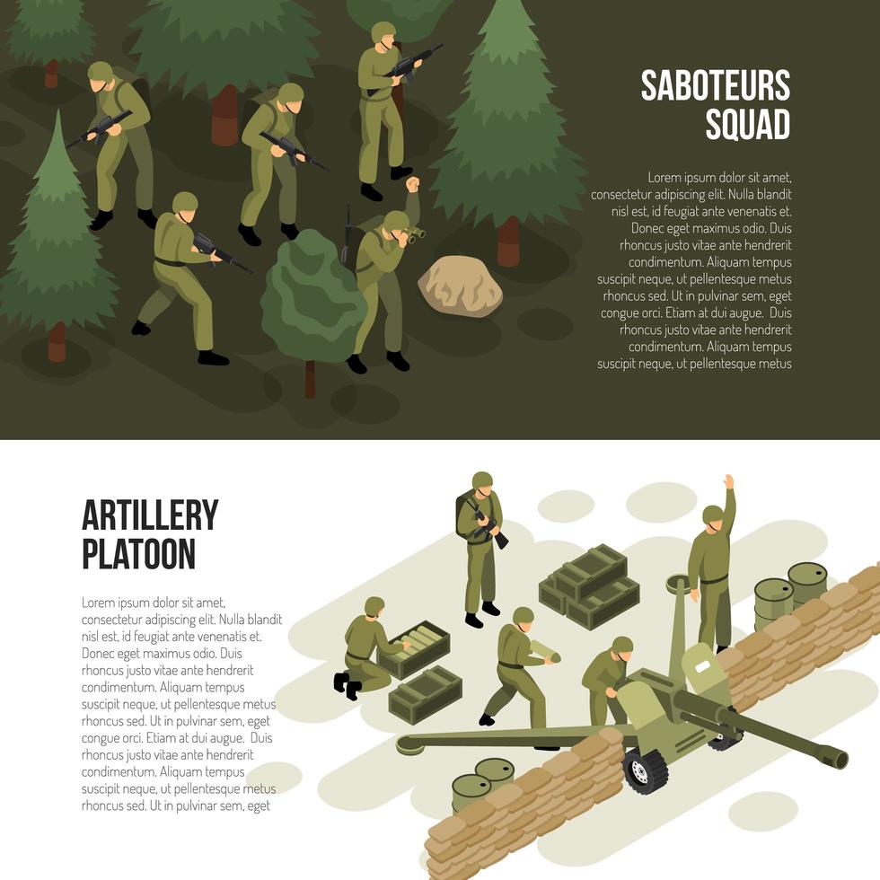 militaire horizontale banners collectie vectorillustratie vector