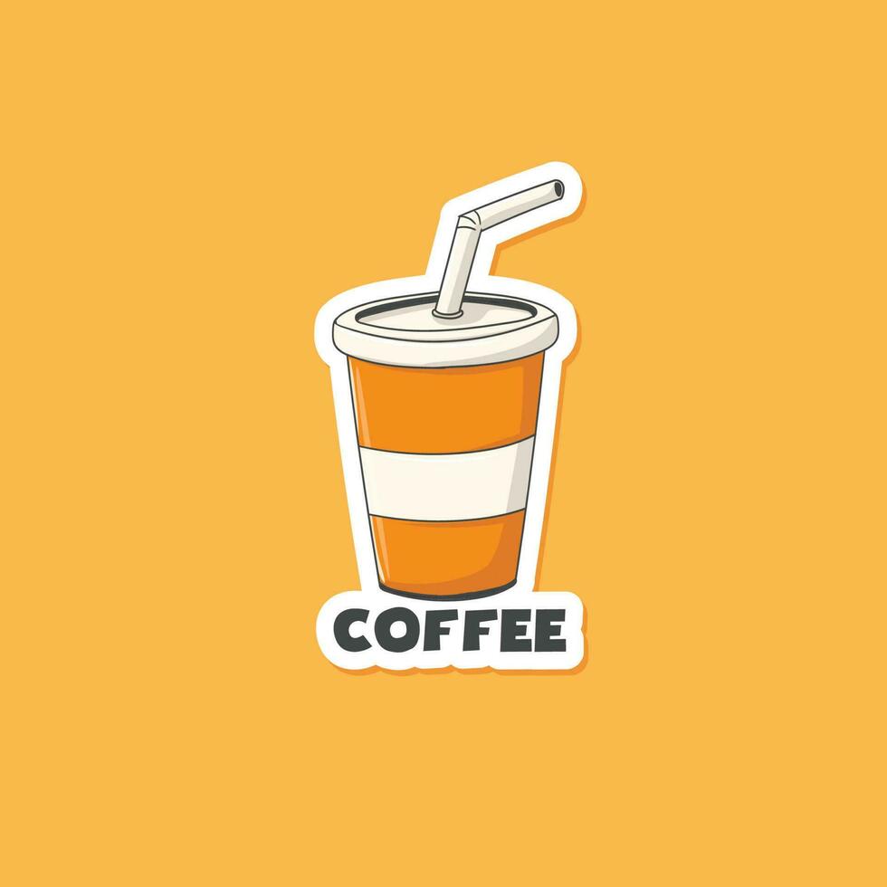 kleurrijk hand- getrokken koffie sticker vector