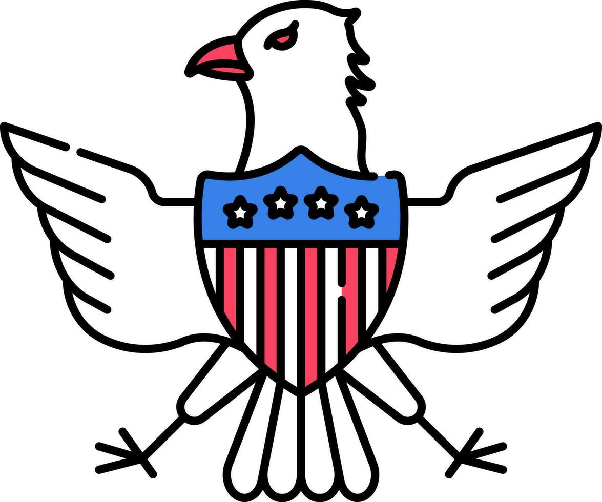 Verenigde Staten van Amerika nationaal vogel met schild vlak icoon of symbool. vector