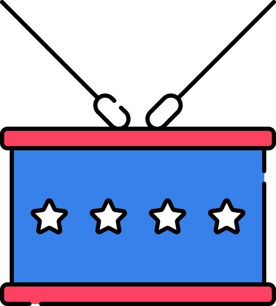 strik trommel vlak icoon in Verenigde Staten van Amerika vlag kleur. vector