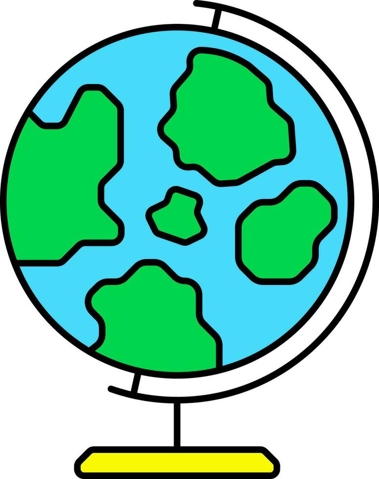 wereldbol Aan staan icoon in groen en blauw kleur. vector